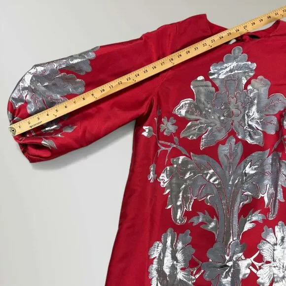 NWT Mestiza Rosanna Mini Dress A-line Red Silver Balloon Sleeves Cocktail Sz XL - Picture 12 of 14